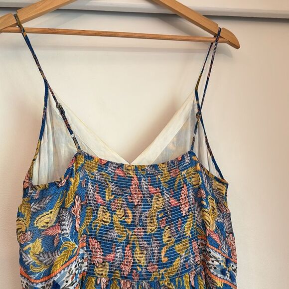 Anthropologie Verb by Pallavi Singhee Blue Floral Boho Tiered Midi Dress Size 12 - Picture 7 of 9